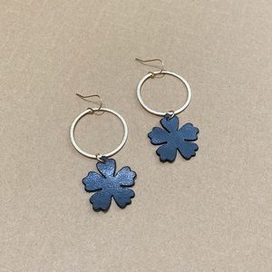 Leather and Gold Brass Hoop Earrings